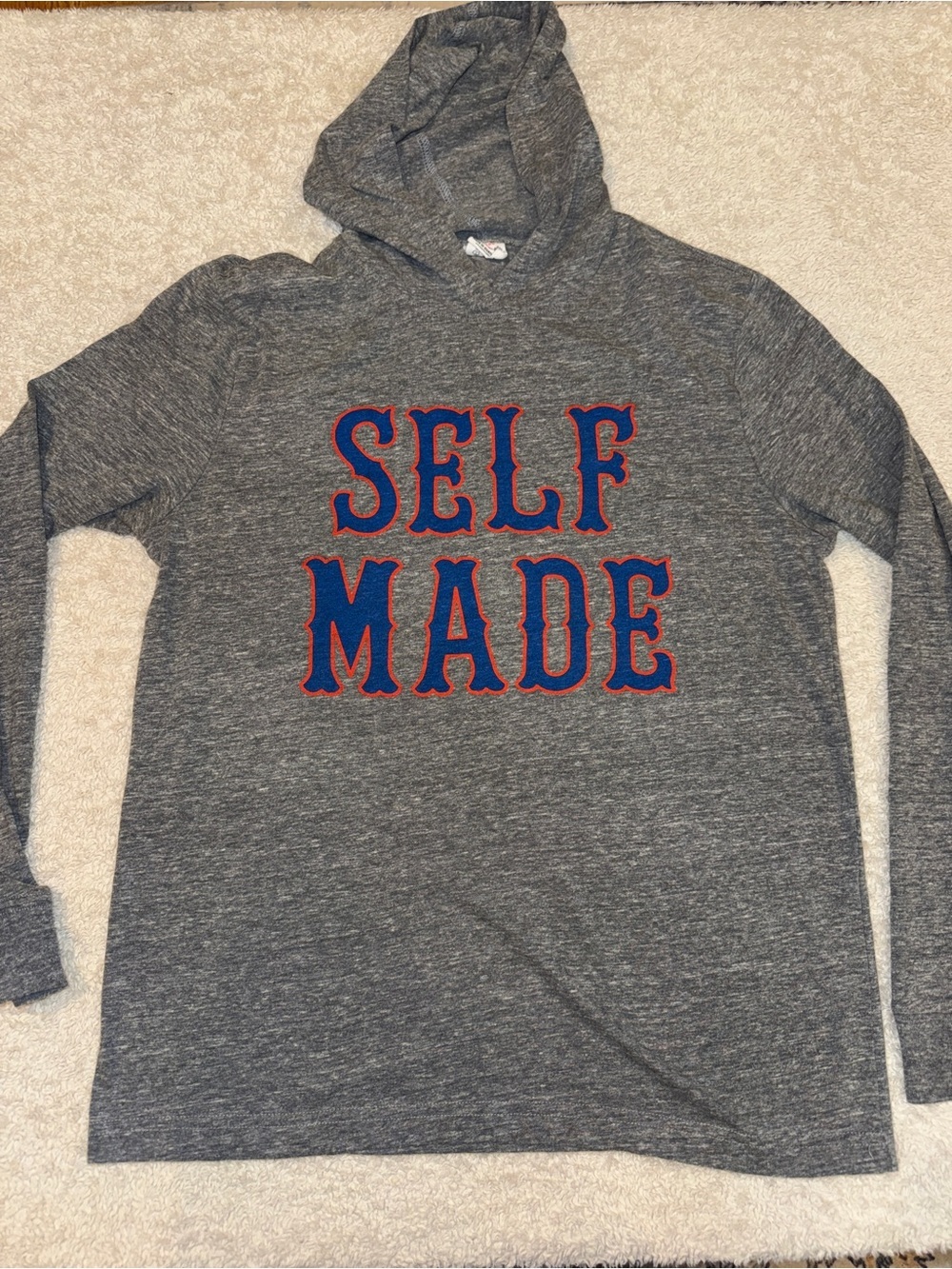 University of Kansas Gray lightweightHoodie with 'SELF MADE'